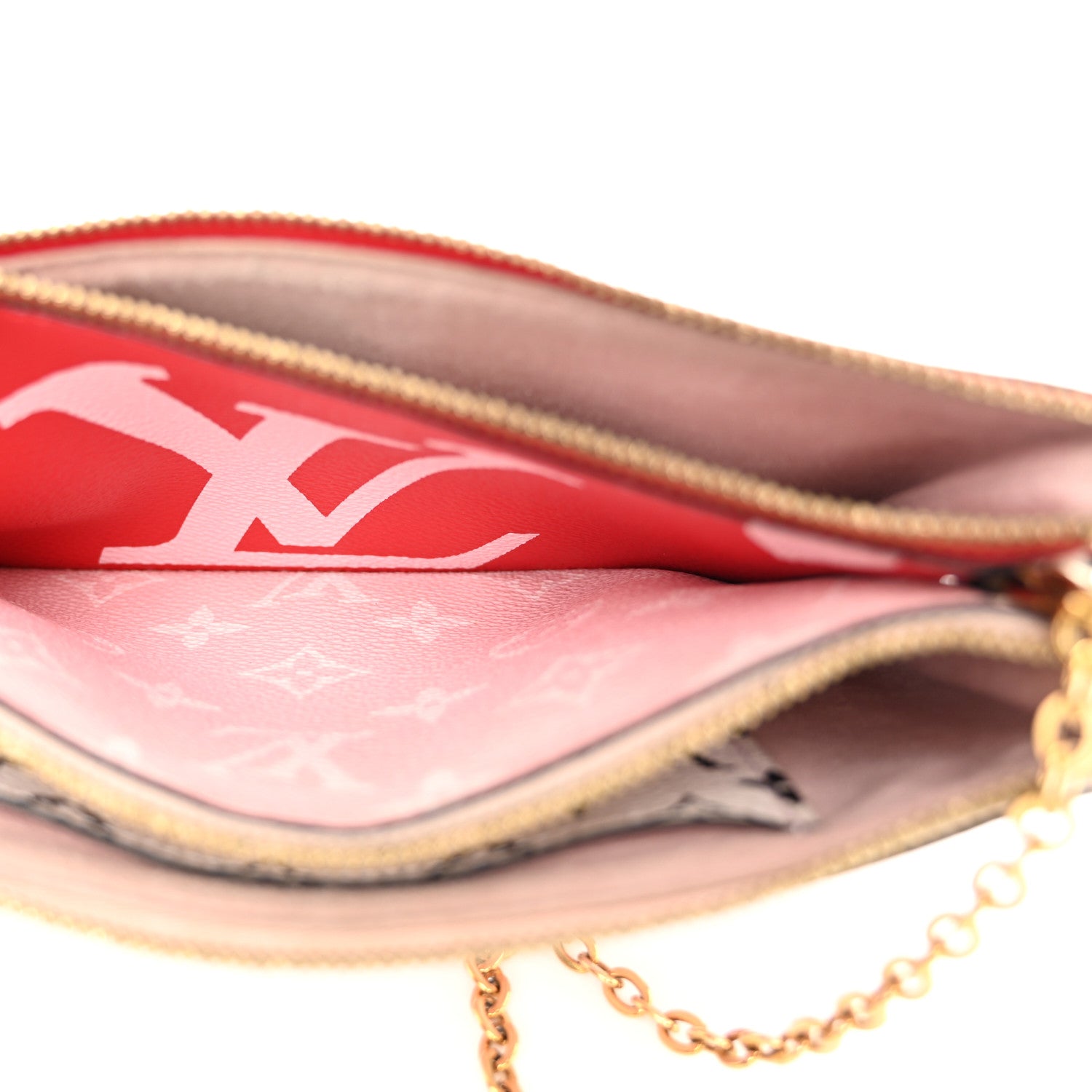 Louis Vuitton Monogram Giant Double Zip Pochette Rouge 6 of 11