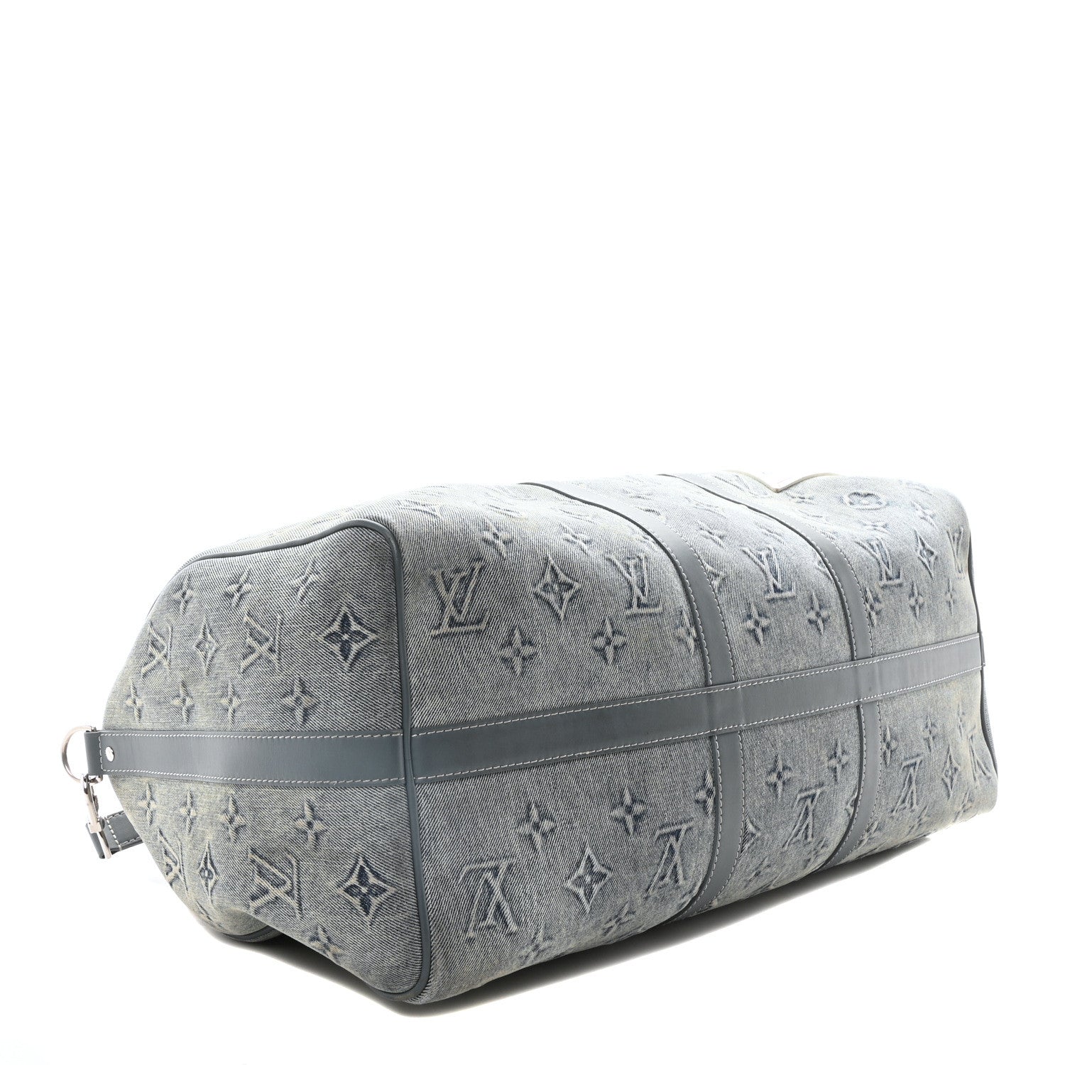 Louis Vuitton Monogram Washed Denim Keepall Bandouliere 50 Blue 4 of 9