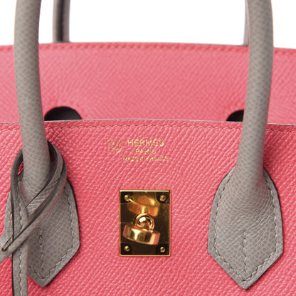 Hermes Epsom Horseshoe Birkin 25 Rose Azalee Gris Mouette 6 of 10