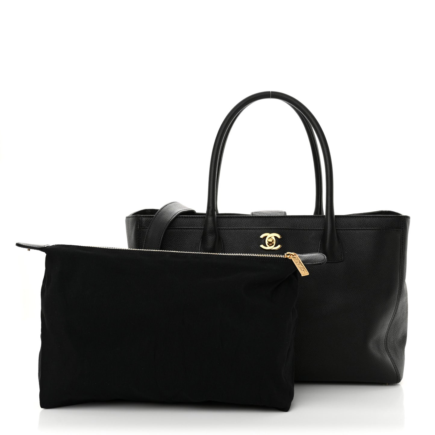 Calfskin Cerf Executive Shopper Tote Black