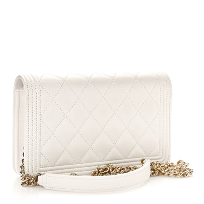 Chanel Caviar Quilted Boy Wallet On Chain WOC White 10 of 15