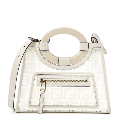 Fendi TPU FF Vitello Century Plexiglass Small Runaway Shopper Tote White 1 of 12