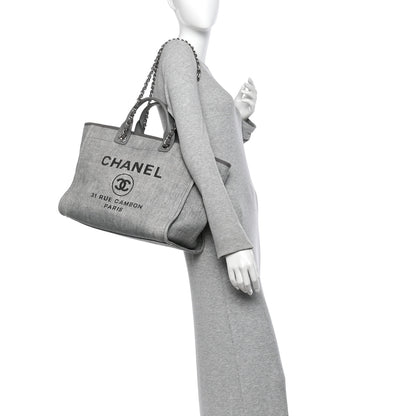 Chanel Woven Straw Raffia Large Deauville Tote Grey 2 of 10