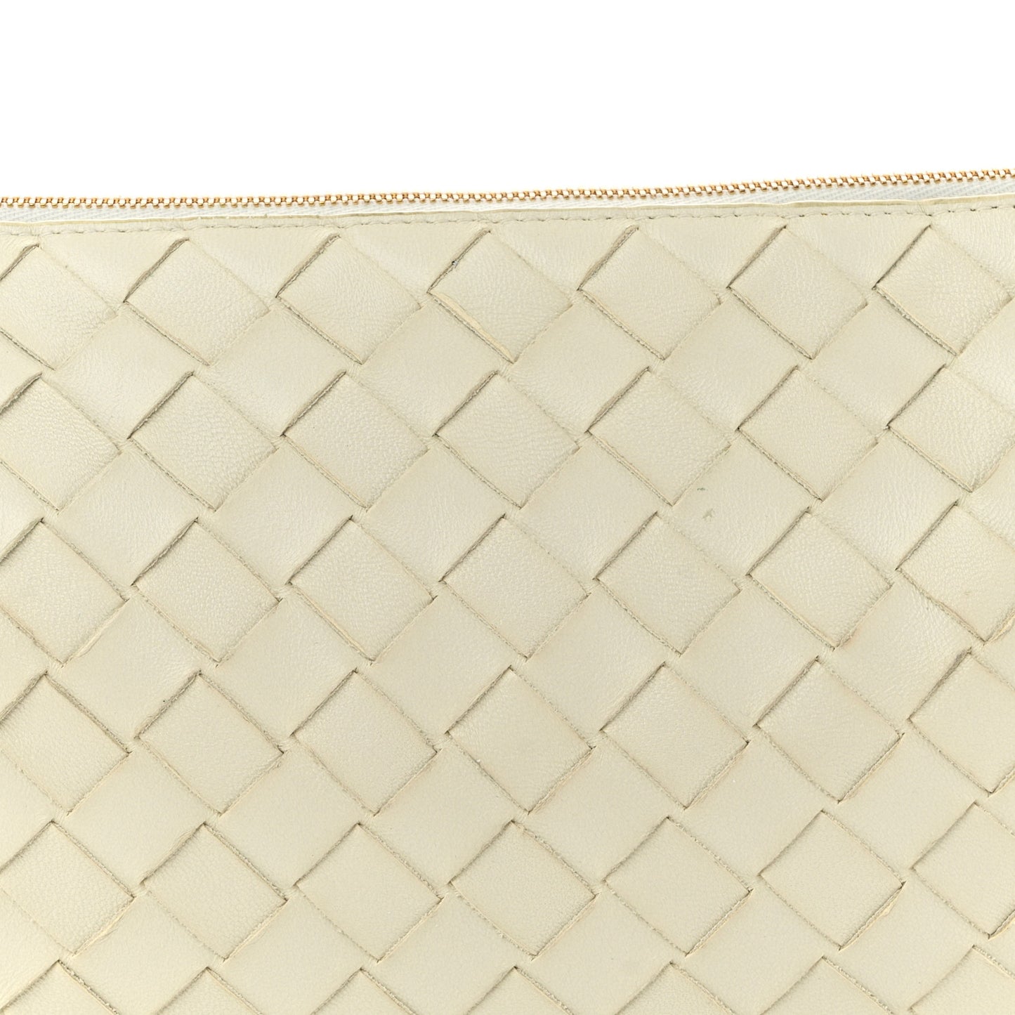 Nappa Intrecciato Medium Turn Pouch White