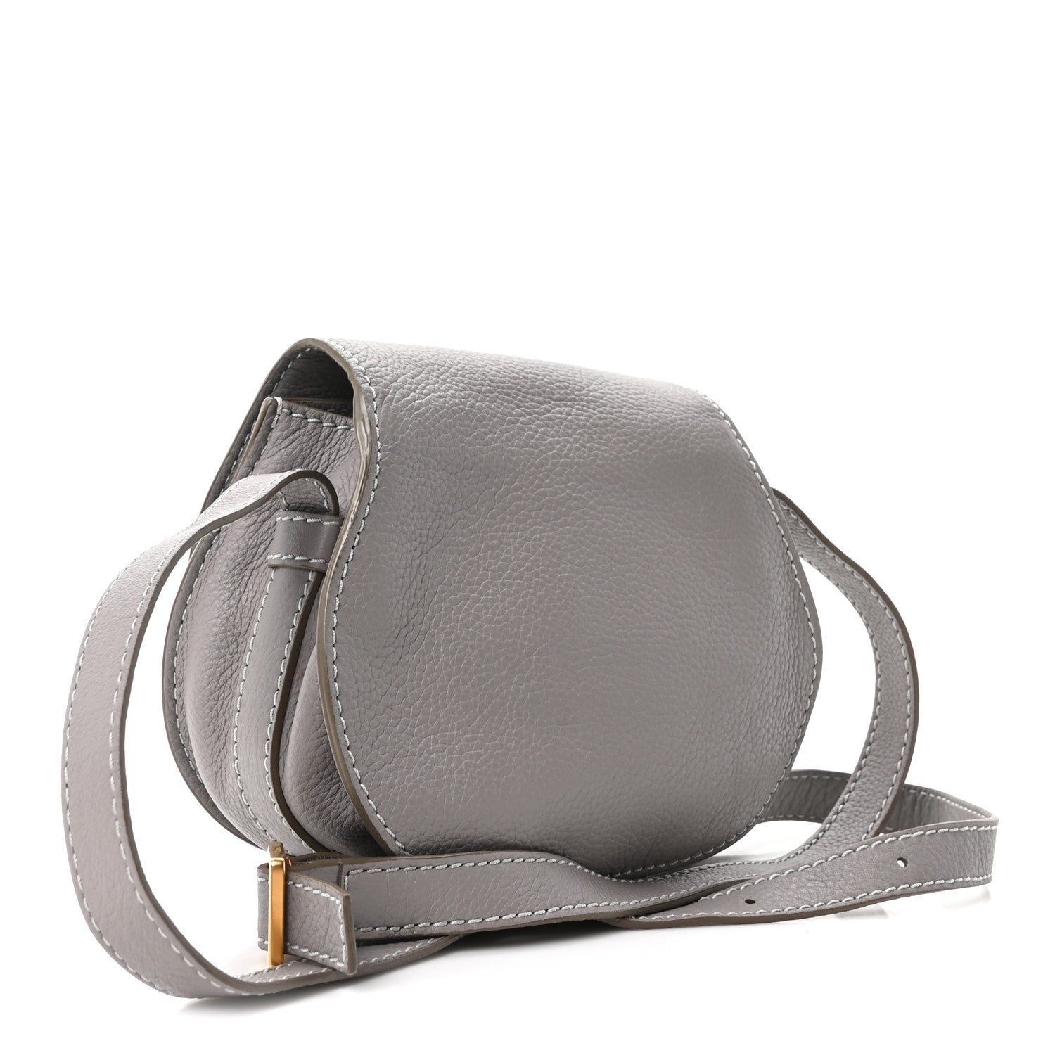 Chloe Calfskin Mini Marcie Round Crossbody Bag Cashmere Grey