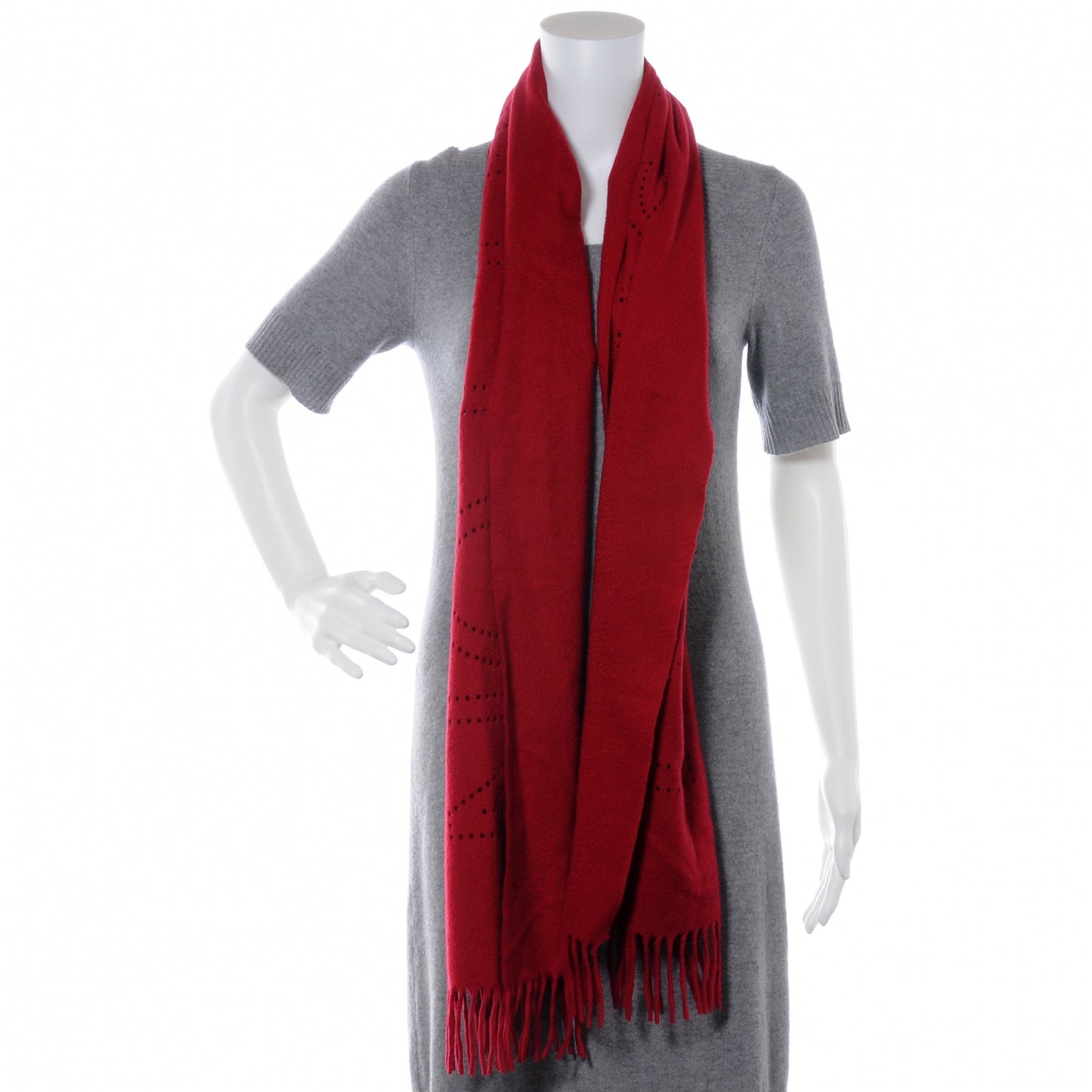 Cashmere Perforated Scarf Red