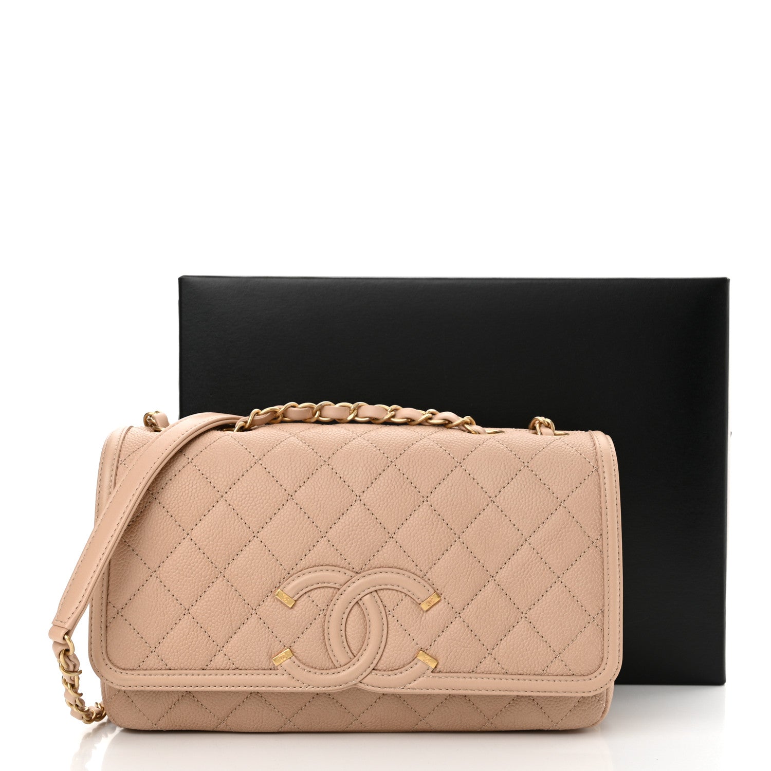 Chanel Caviar Quilted Medium CC Filigree Flap Beige 12 of 12