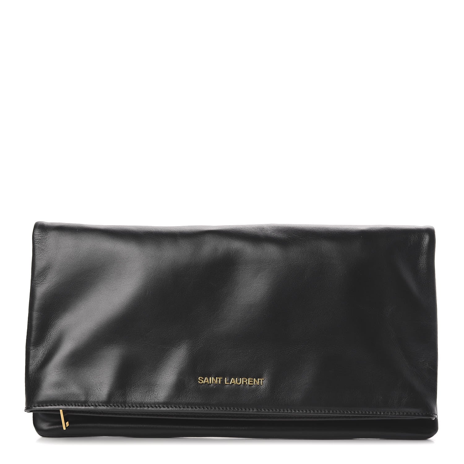 Saint Laurent Smooth Calfskin Letters Fold-Over Clutch Black 1 of 11