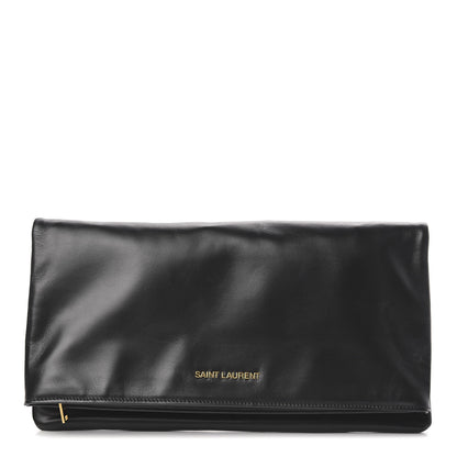 Saint Laurent Smooth Calfskin Letters Fold-Over Clutch Black 1 of 11