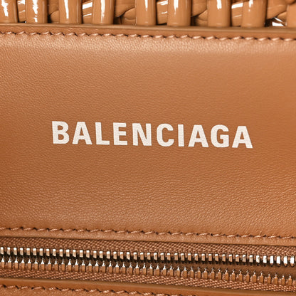 Balenciaga Varnished Faux Calfskin Braided XS Bistro Basket Beige 6 of 10