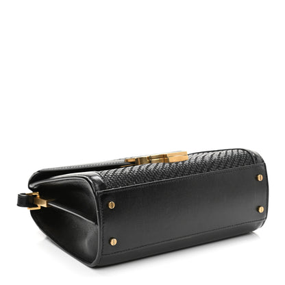 Saint Laurent Calfksin Woven Mini Classic Monogram Cassandra Top Handle Black 3 of 9
