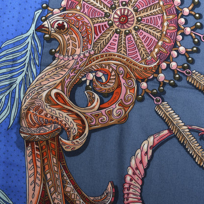 Hermes Cashmere Silk Zenobie Reine De Palmyre Shawl 140 Turquoise Rose Gris Bleuete 4 of 4