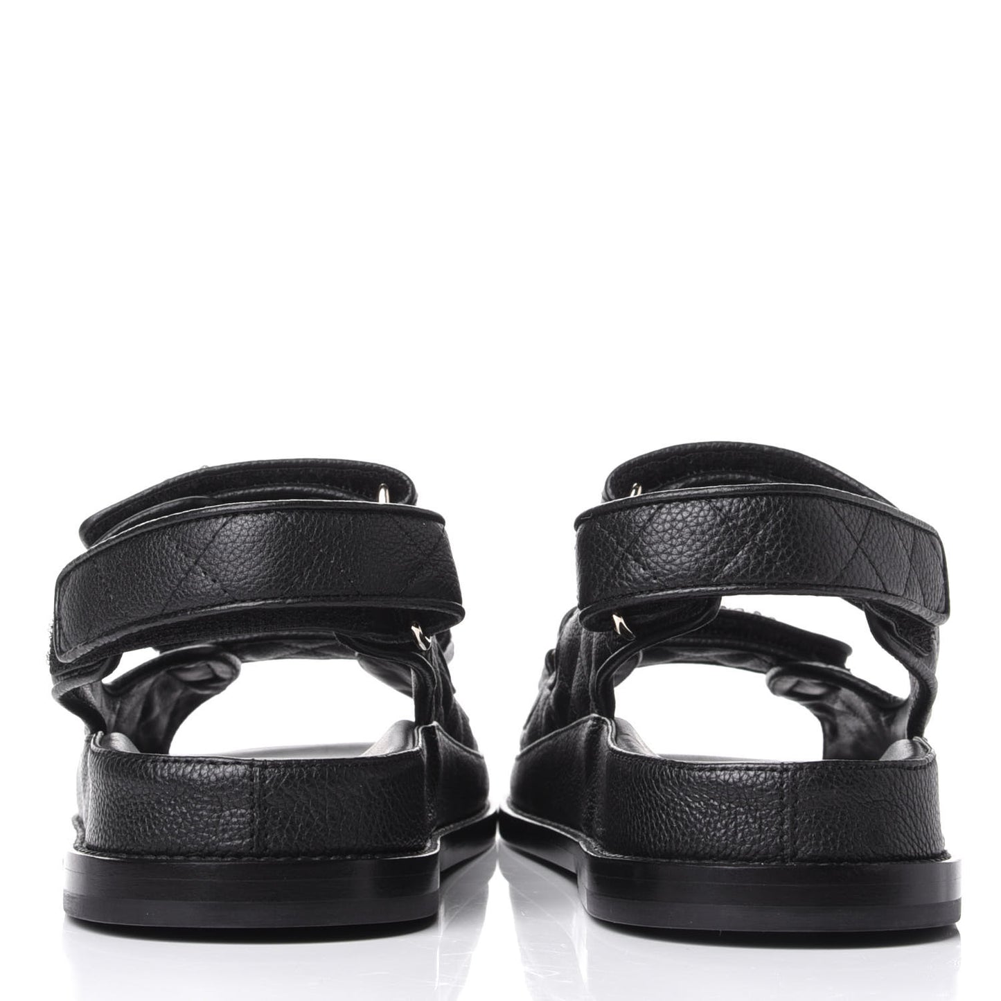 Grained Calfskin Velcro Dad Sandals 38.5 Black