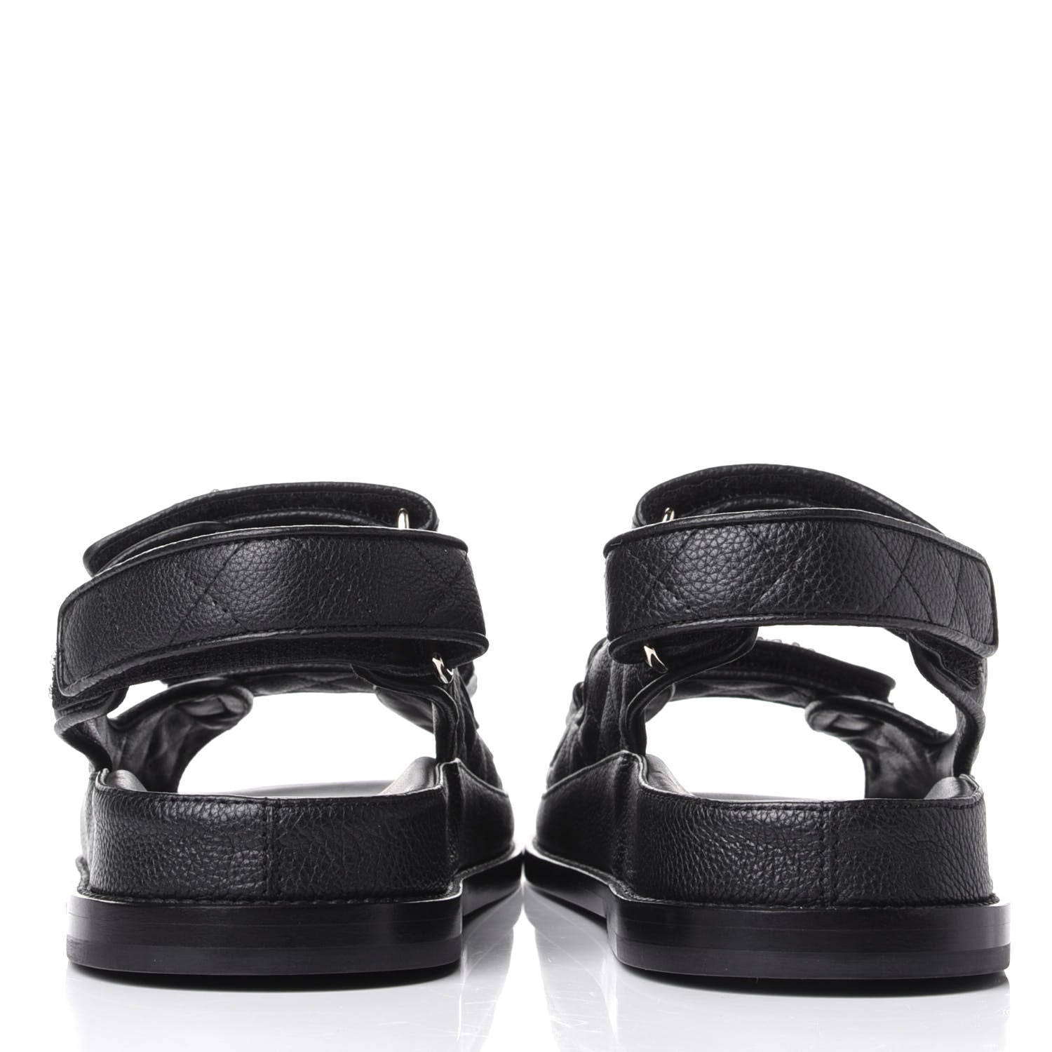 Chanel Grained Calfskin Velcro Dad Sandals 38.5 Black 6 of 11