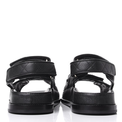 Chanel Grained Calfskin Velcro Dad Sandals 38.5 Black 6 of 11