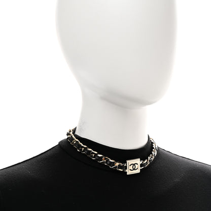 Chanel Metal Lambskin CC Square Choker Gold Black White 2 of 7