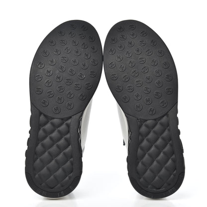 Chanel Calfskin Mesh Lycra Womens Logo Sneakers 38.5 White Black 5 of 8
