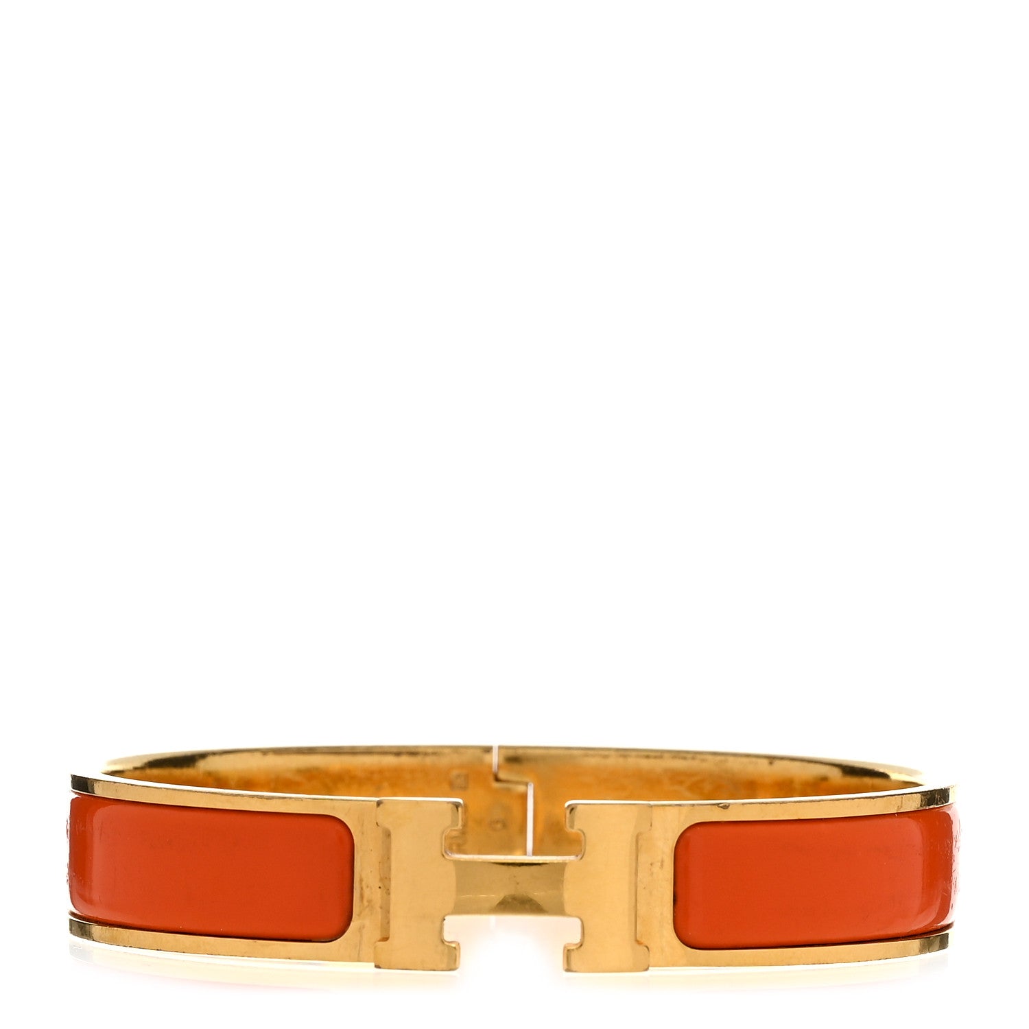 Hermes Enamel Narrow Clic Clac H Bracelet GM Orange 1 of 4