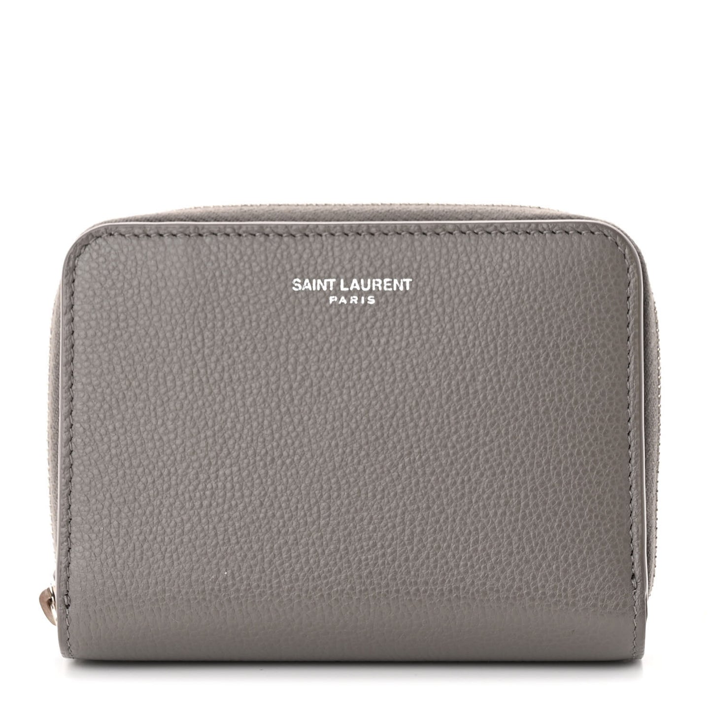 Grained Calfskin Rive Gauche Compact Zip Around Wallet Fog