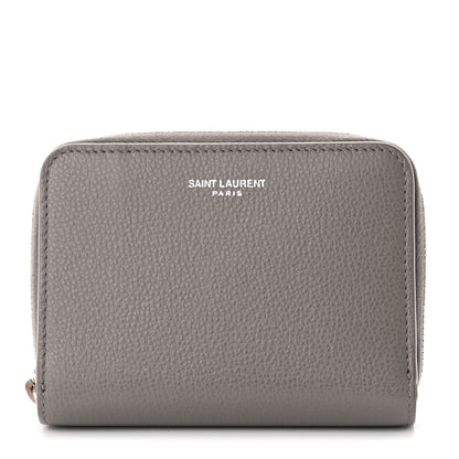 Saint Laurent Grained Calfskin Rive Gauche Compact Zip Around Wallet Fog 1 of 9