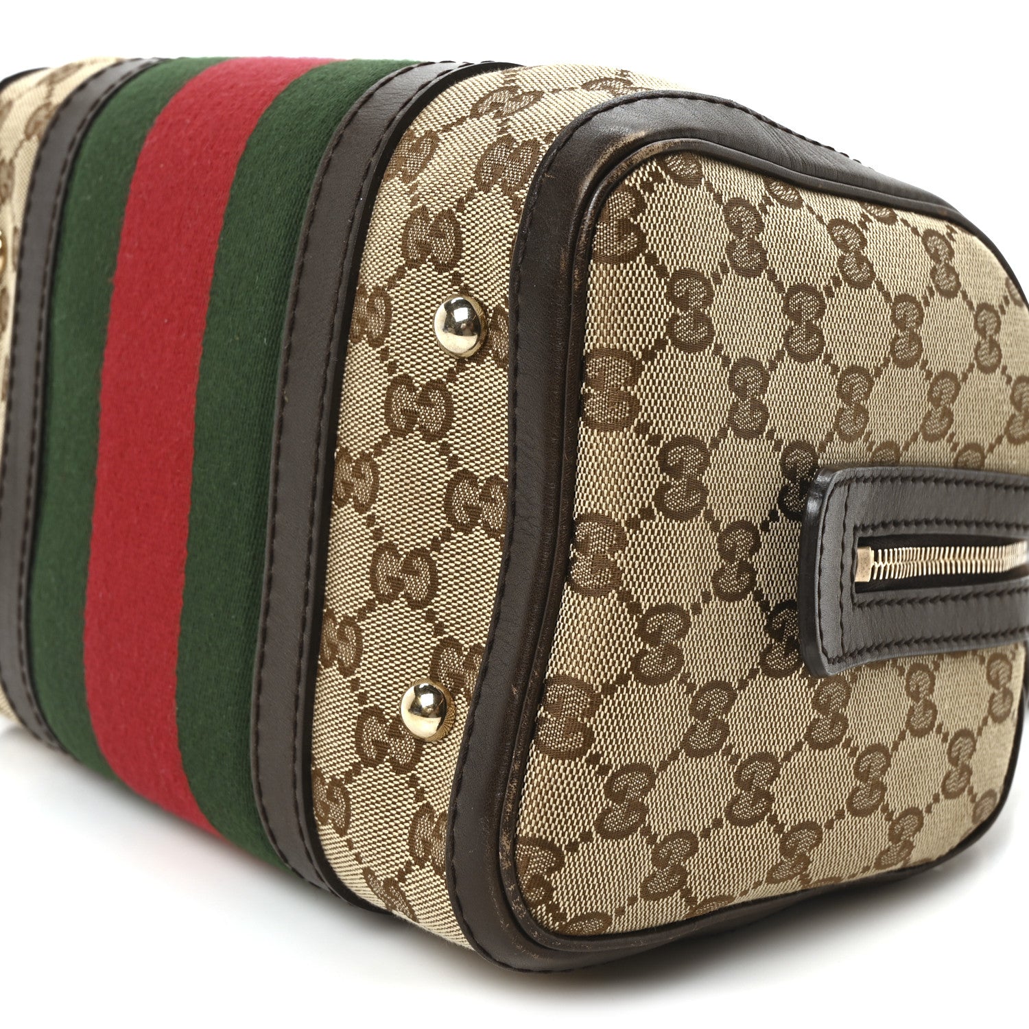 Gucci Monogram Vintage Web Small Boston Dark Brown 10 of 12