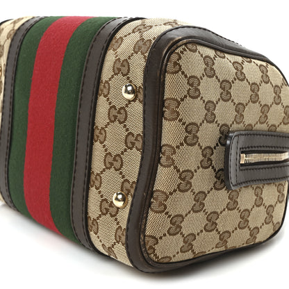 Gucci Monogram Vintage Web Small Boston Dark Brown 10 of 12