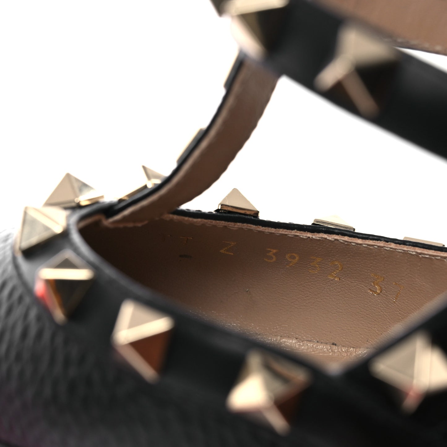 Calfskin Nappa Rockstud Ankle Strap 100mm Pumps 37 Black