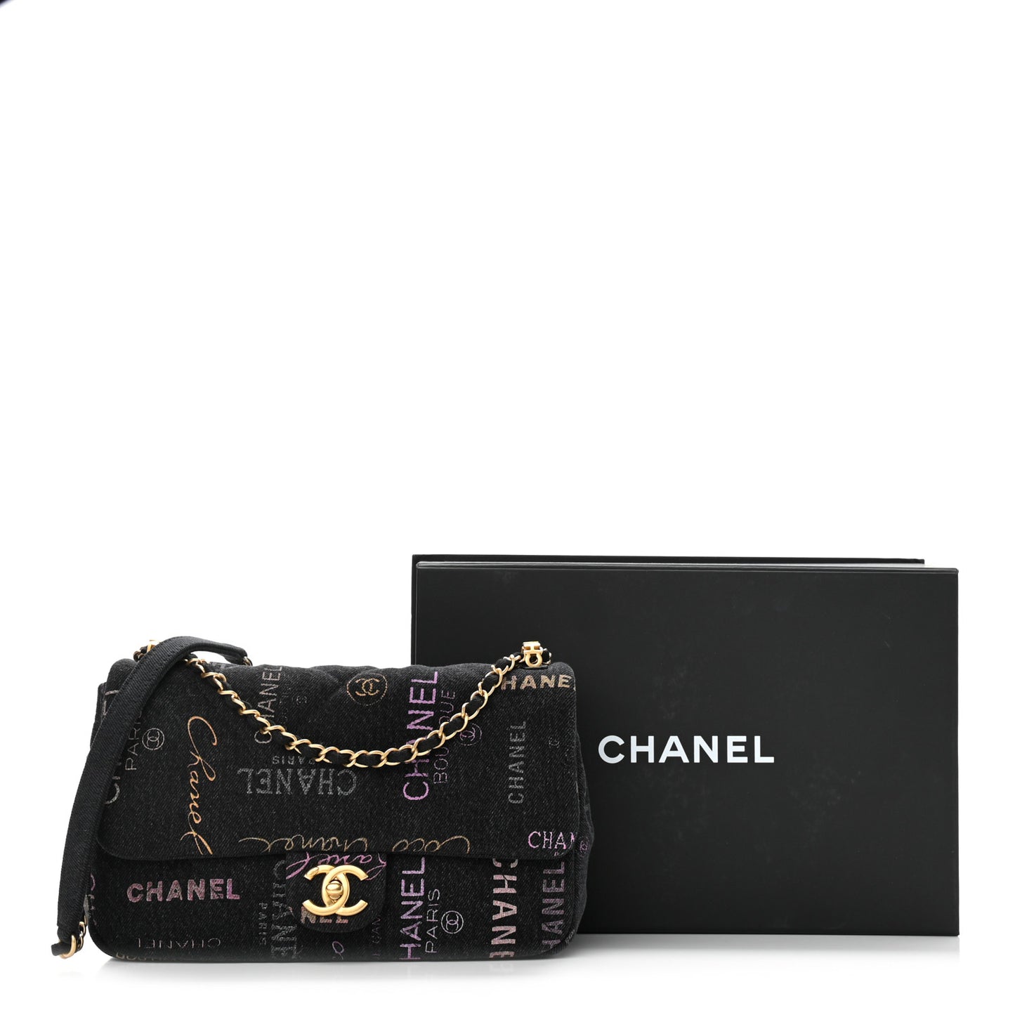 Denim Quilted Denim Mood Large Flap Black Multicolor