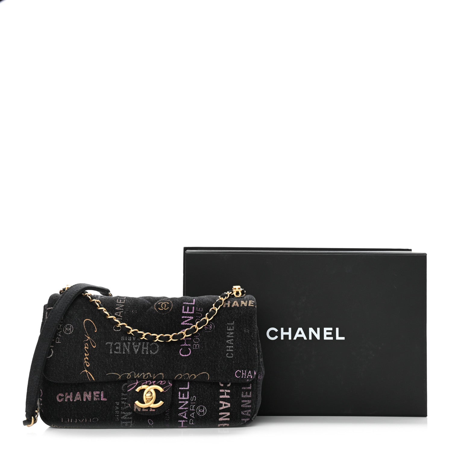 Chanel Denim Quilted Denim Mood Large Flap Black Multicolor 11 of 11