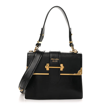 Prada City Calfskin Saffiano Cahier Top Handle Bag Black 1 of 11