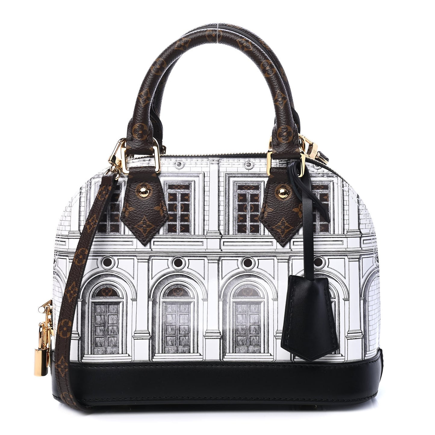 X FORNASETTI Calfskin Architettura Alma BB Black White