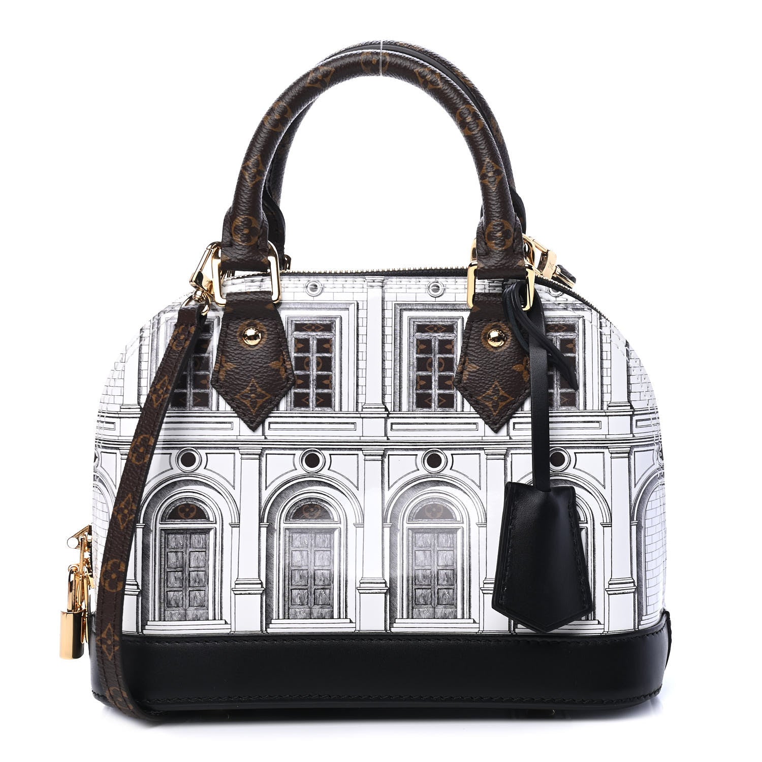 Louis Vuitton X FORNASETTI Calfskin Architettura Alma BB Black White 1 of 5