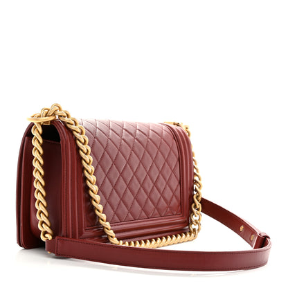 Chanel Lambskin Quilted Medium Boy Flap Dark Red 3 of 10