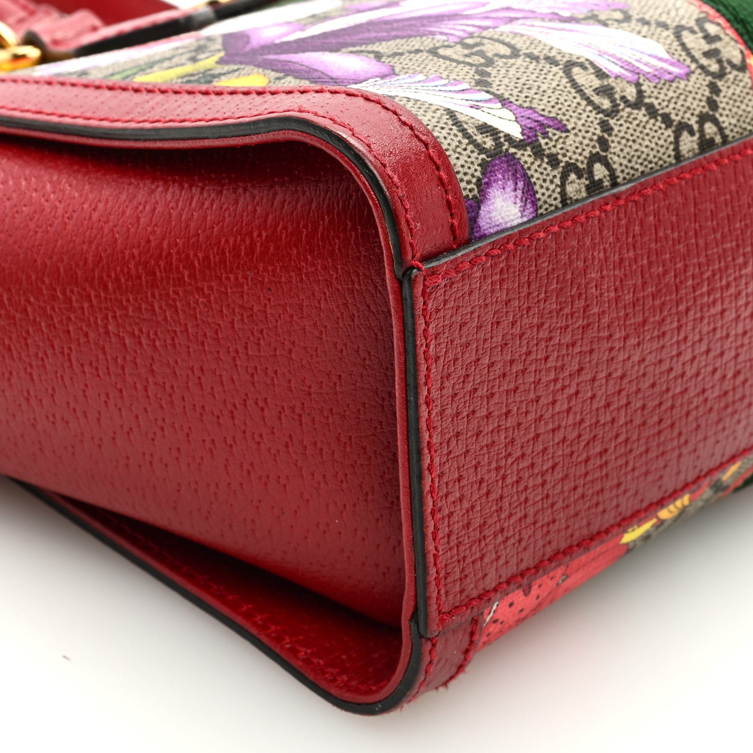 Gucci GG Supreme Monogram Flora Web Small Ophidia Tote Bag Red 8 of 10