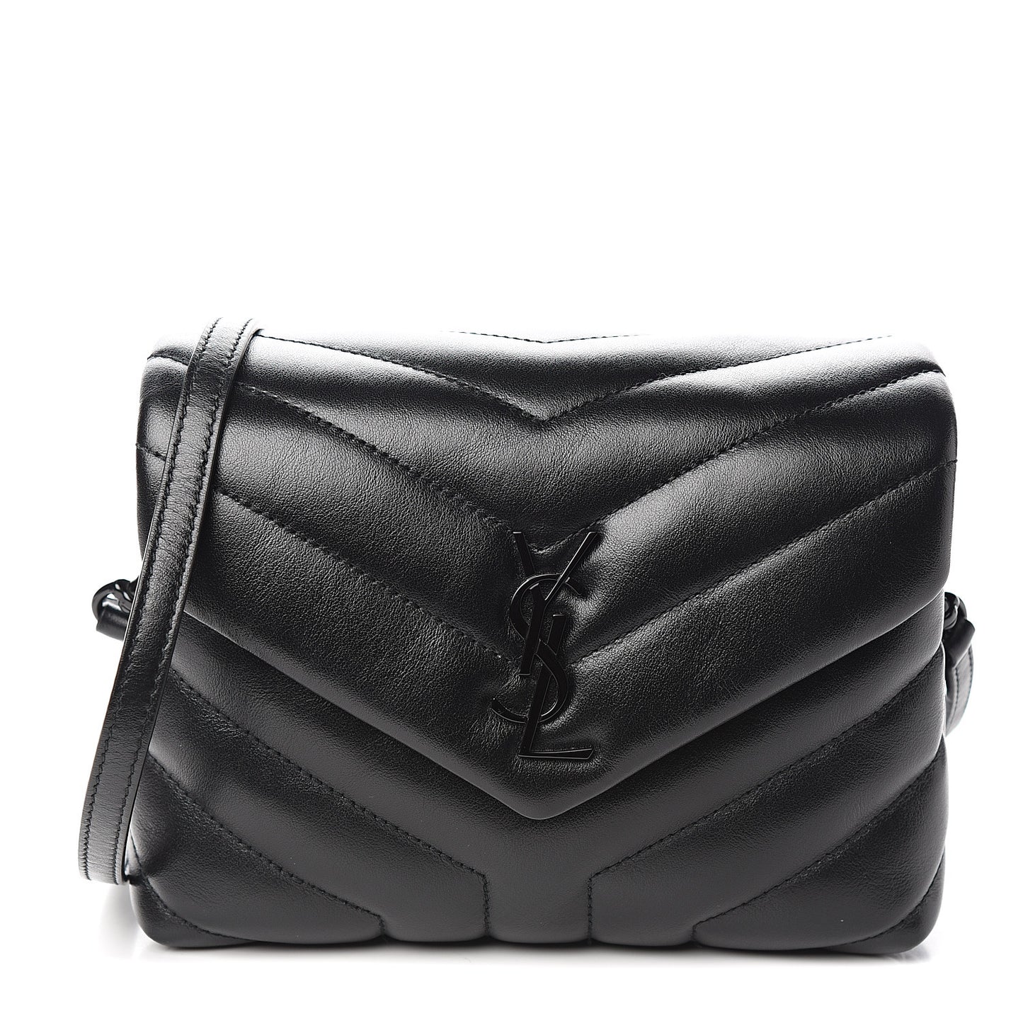 Calfskin Y Quilted Monogram Toy Loulou Crossbody Bag Black
