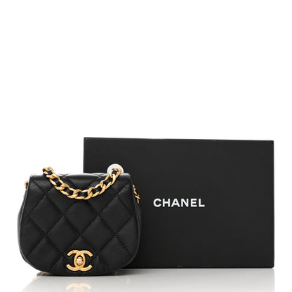 Chanel Calfskin Quilted Mini Coco Mail Clutch with Chain Black 16 of 16