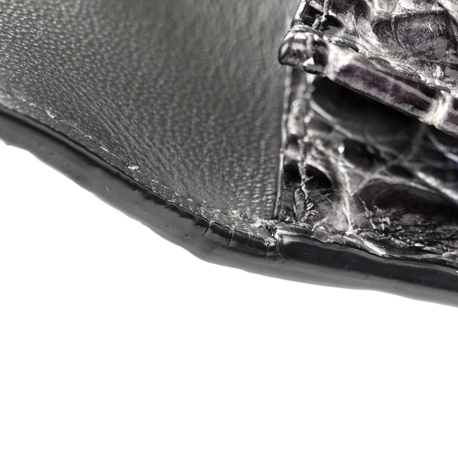 Balenciaga Shiny Calfskin Crocodile Embossed Medium Hourglass Top Handle Bag Dark Grey 15 of 18