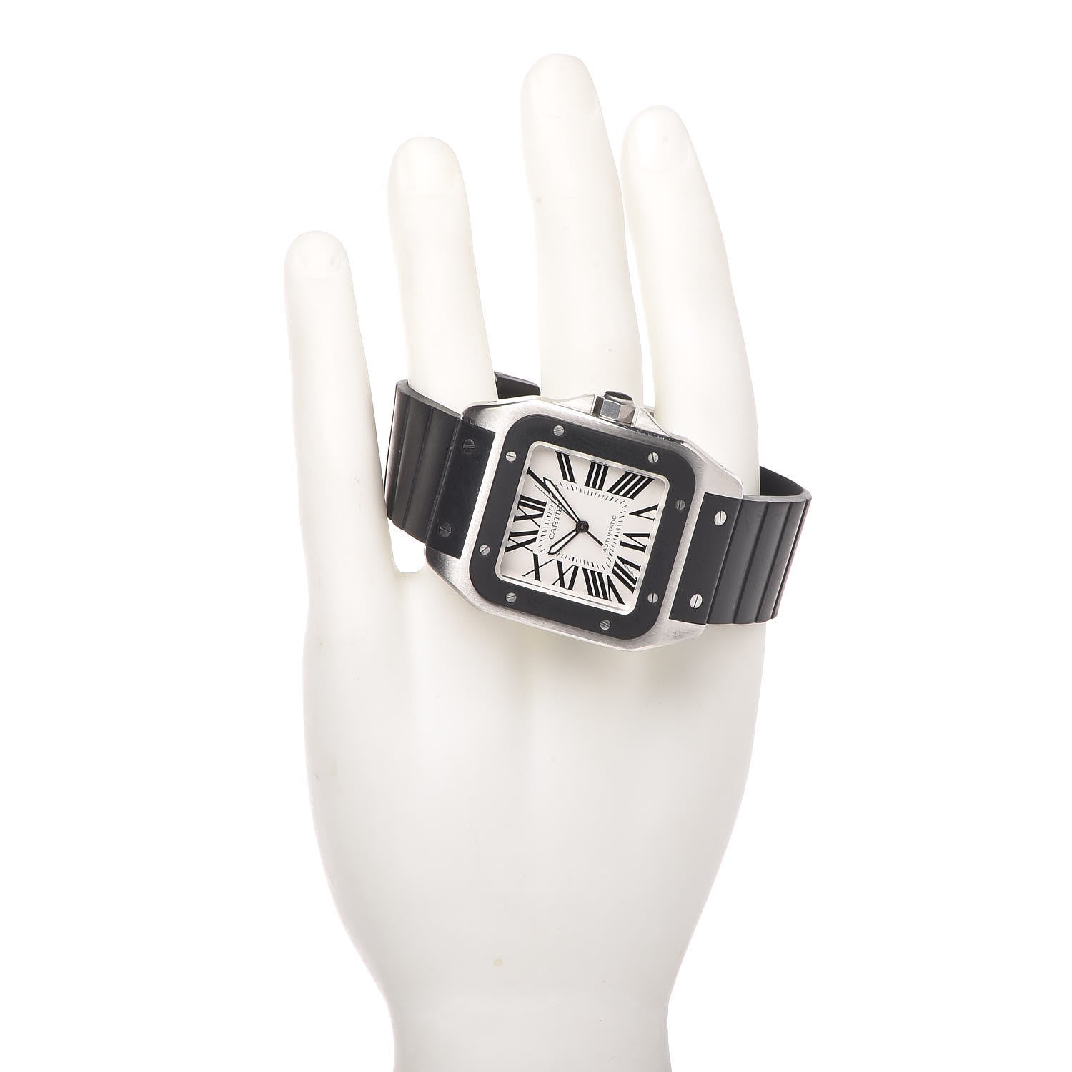 Cartier Stainless Steel Rubber 38mm Santos 100 Automatic Watch 2 of 7