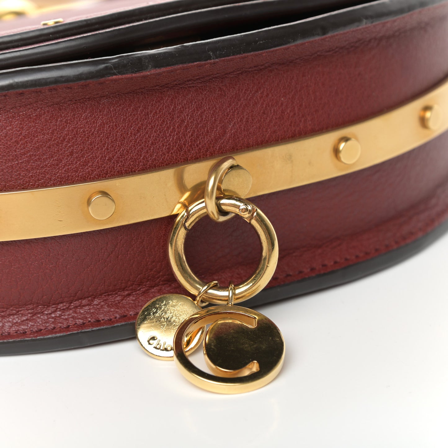 Calfskin Small Nile Bracelet Minaudiere Bag Sienna Red