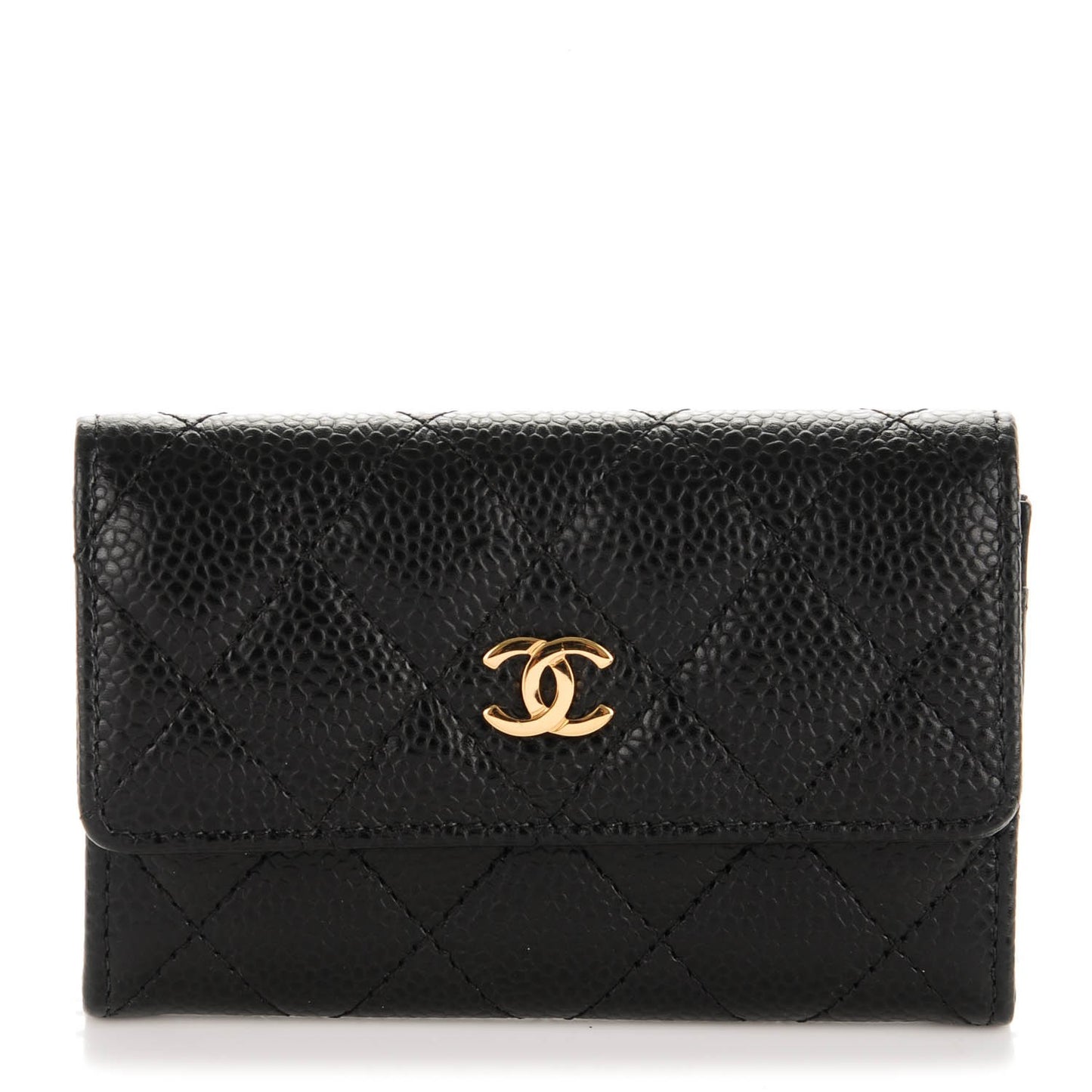 Caviar Quilted Card Holder Black