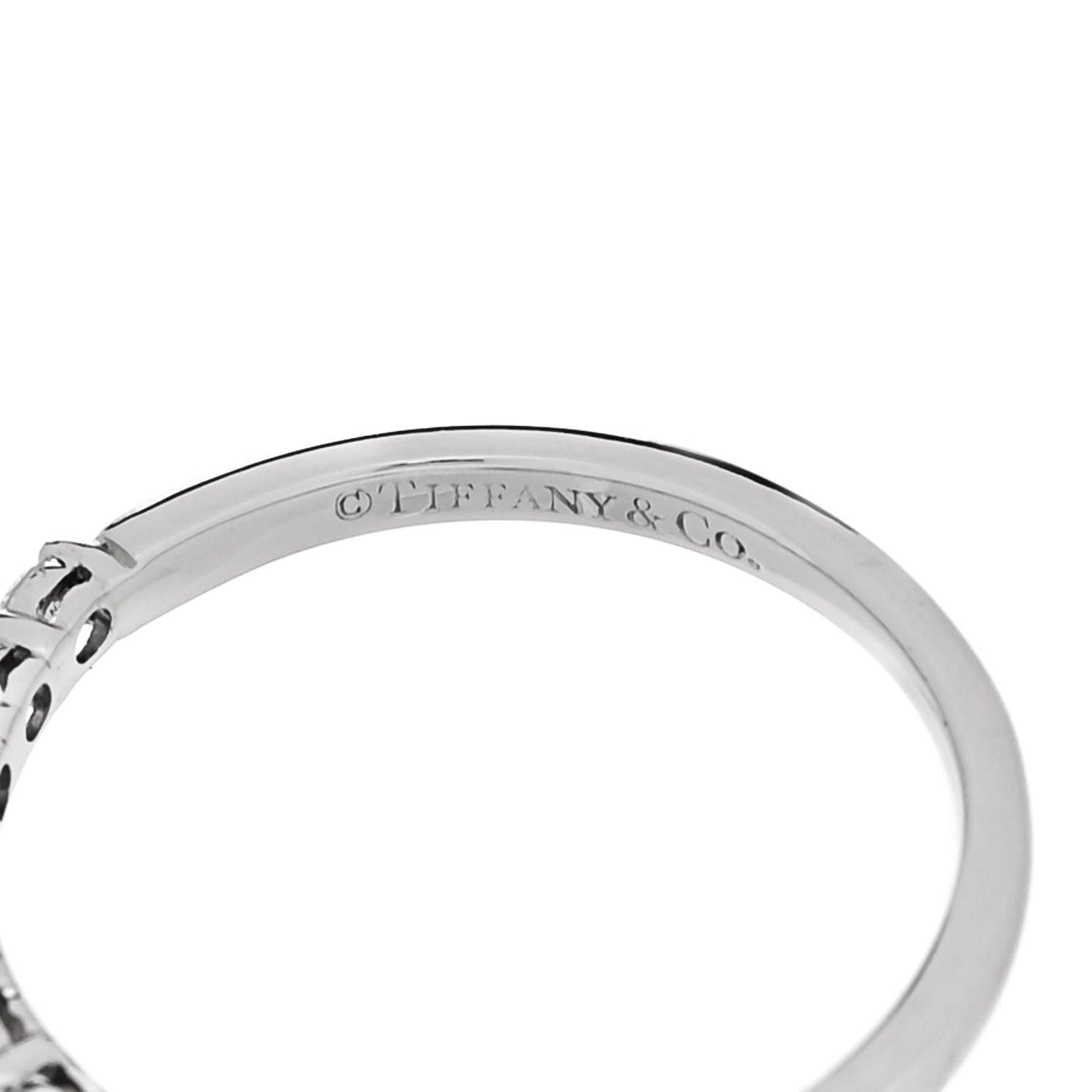 Tiffany Platinum Diamond .27ctw 2.2mm Half Circle Forever Band Ring 53 6.5 4 of 5