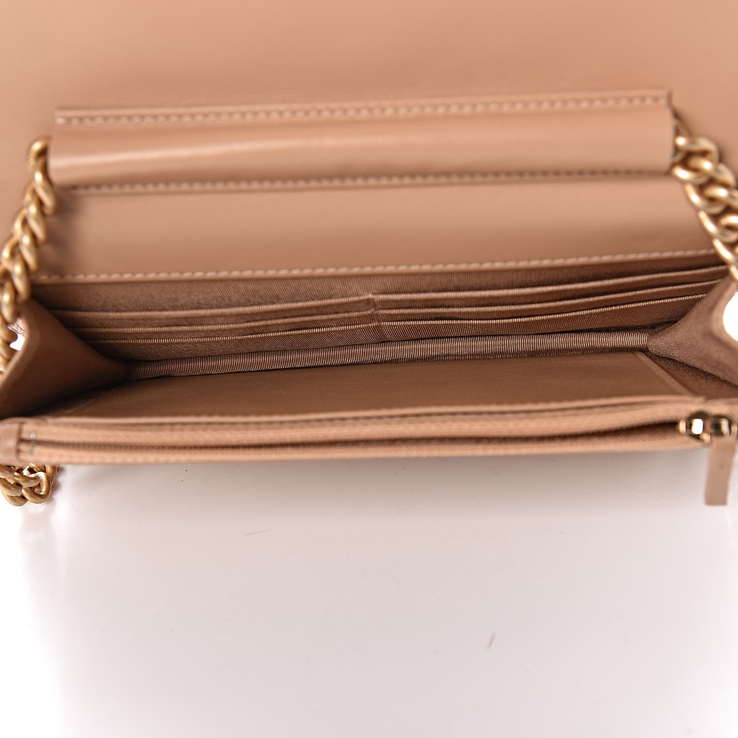 Chanel Caviar Quilted Boy Wallet On Chain WOC Beige 7 of 11