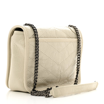 Saint Laurent Crinkled Calfskin Matelasse Monogram Niki Chain Wallet Crema Soft 3 of 9