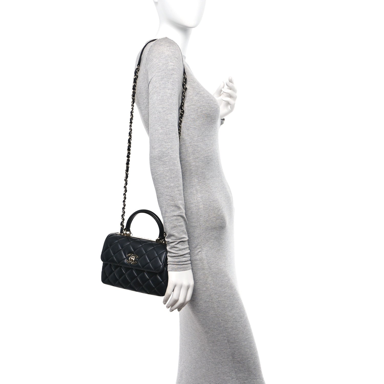 Chanel Lambskin Quilted Mini Trendy CC Dual Handle Flap Bag Black 2 of 13