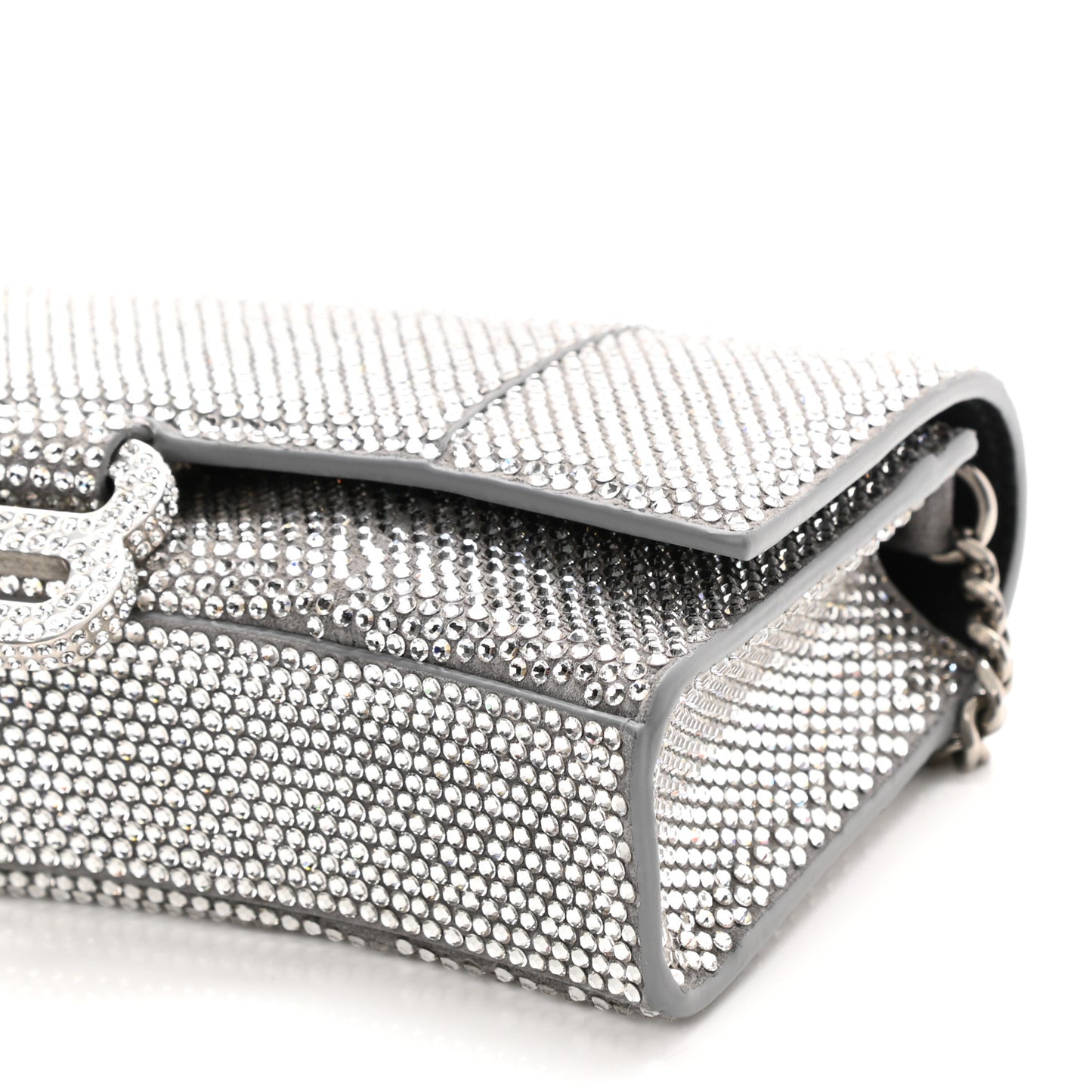 Strass Suede Hourglass Chain Bag Smoke Grey Crystal
