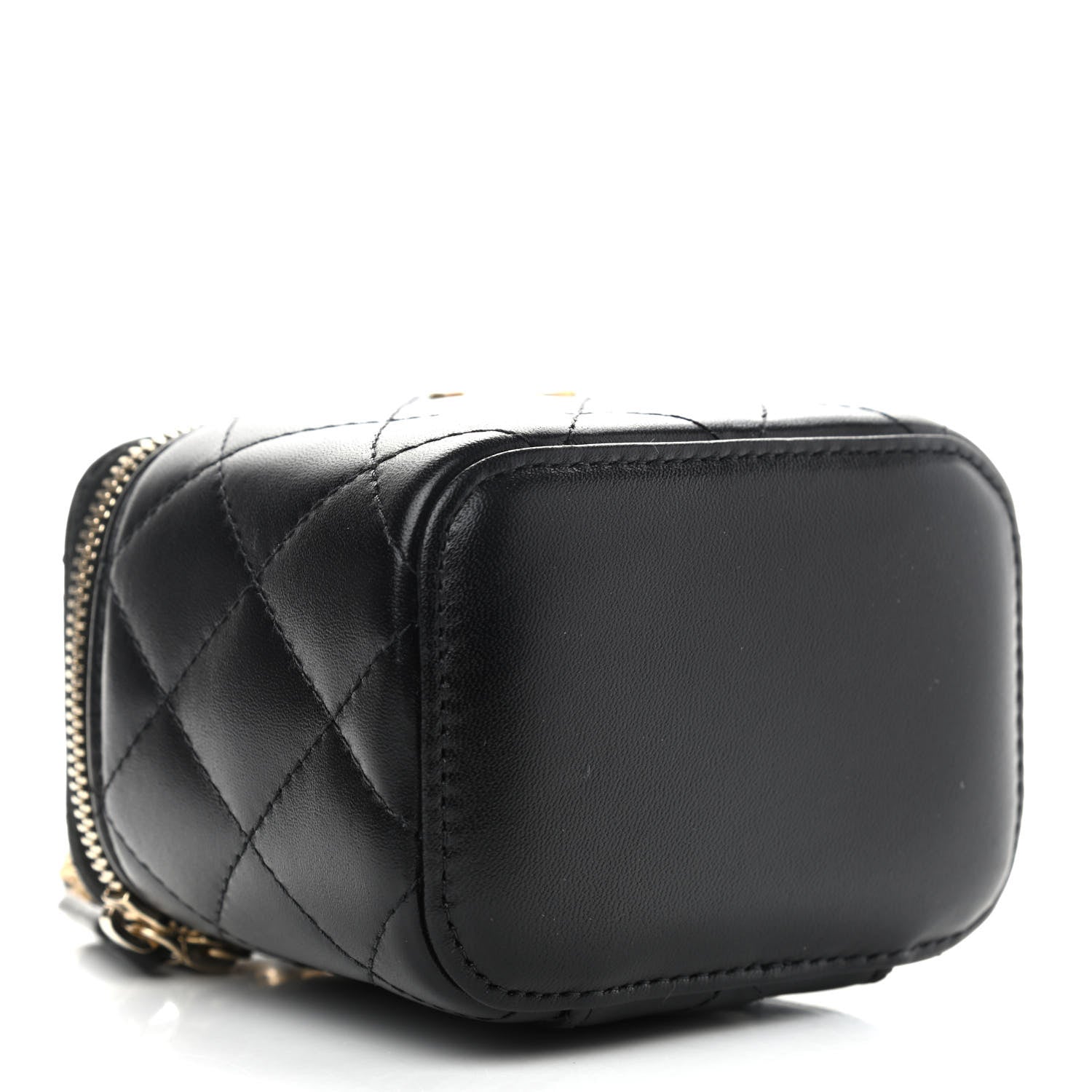 Chanel Lambskin Quilted Top Handle Mini Vanity Case With Chain Black 4 of 11