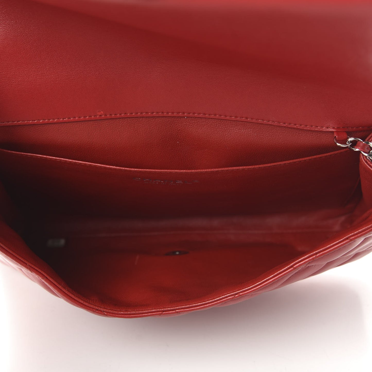 Lambskin Quilted Clutch With Chain Flap Red