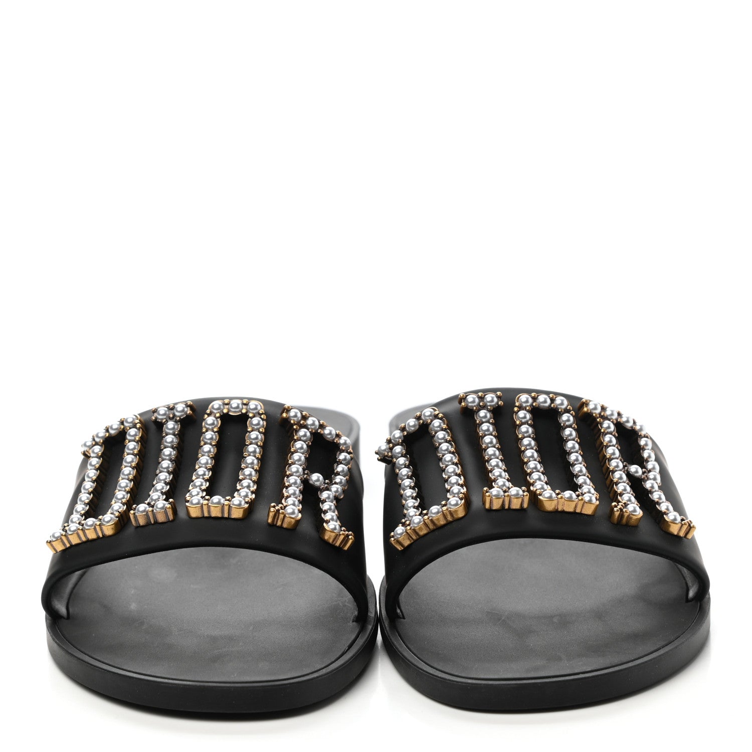 Christian Dior Matte Calfskin Pearl Dio(r)evolution Slide Sandals 38 Black 2 of 8