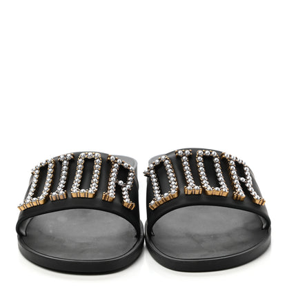 Christian Dior Matte Calfskin Pearl Dio(r)evolution Slide Sandals 38 Black 2 of 8