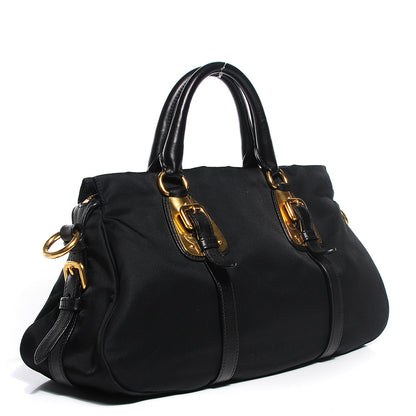 Prada Calfskin Tessuto Nylon Shopping Satchel Black 3 of 10
